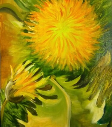Картина под названием "Dandelion" - Elena Afanasieva, Подлинное произведение искусства, Масло Установлен на Деревянная рама…