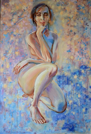 Painting titled "Spring mood" by Elena Afanasieva, Original Artwork, Oil Mounted on Wood Stretcher frame