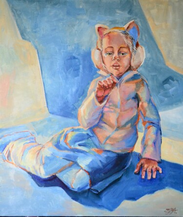 Painting titled "Childhood" by Elena Afanasieva, Original Artwork, Oil
