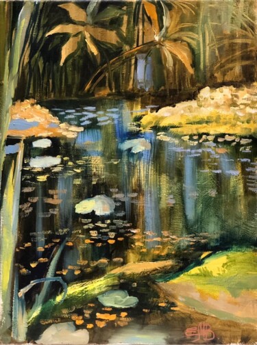 Painting titled "the Jungle" by Elena Afanasieva, Original Artwork, Oil Mounted on Wood Stretcher frame