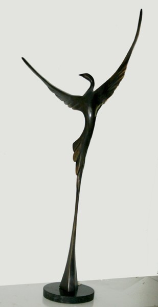 Sculptuur getiteld "Taking off" door Ypym Shystyq, Origineel Kunstwerk, Metalen