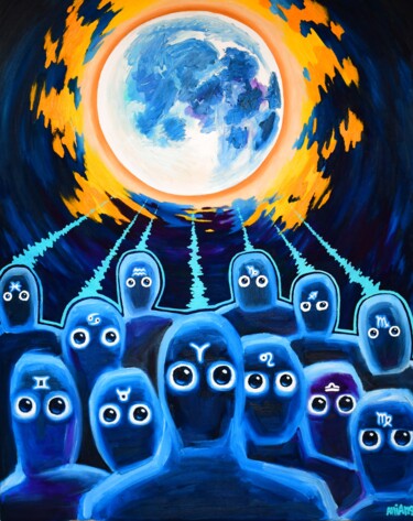 Peinture intitulée "Full Moon" par Allians, Œuvre d'art originale, Huile