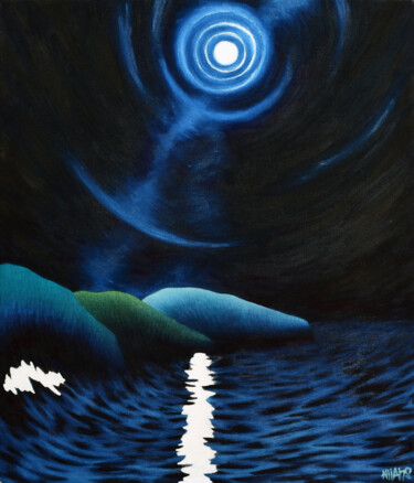 Peinture intitulée "Magic of moon" par Allians, Œuvre d'art originale, Huile