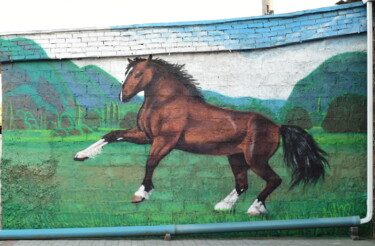 Картина под названием "horse" - Allians, Подлинное произведение искусства, Рисунок распылителем краски