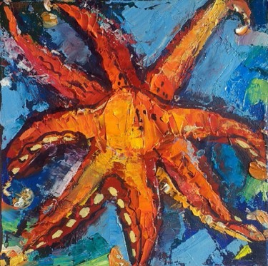 Schilderij getiteld "Starfish oil painti…" door Skorokhoart, Origineel Kunstwerk, Olie