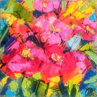 Pintura intitulada "pink oleander impas…" por Skorokhoart, Obras de arte originais, Óleo