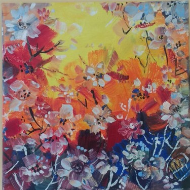 Painting titled "Abstract Floral Omb…" by Skorokhoart, Original Artwork, Oil