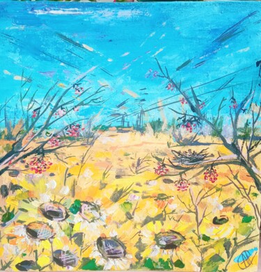 Картина под названием "Ukrainian meadow gu…" - Skorokhoart, Подлинное произведение искусства, Масло