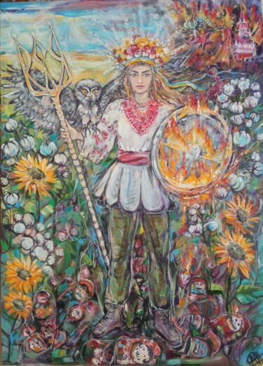 Malerei mit dem Titel "Nika Ukrainian - Go…" von Skorokhoart, Original-Kunstwerk, Öl