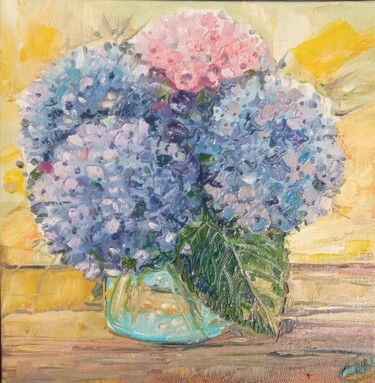 Painting titled "Hydrangea Painting…" by Skorokhoart, Original Artwork, Oil