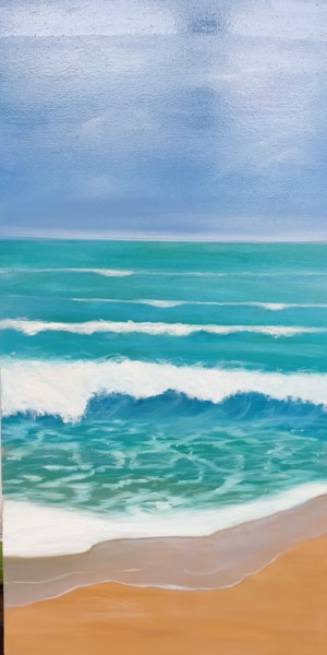 Peinture intitulée "la plage" par Brigitte Desmons, Œuvre d'art originale, Huile