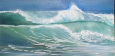Peinture intitulée "la vague" par Brigitte Desmons, Œuvre d'art originale, Huile