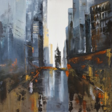 Peinture intitulée "paysage urbain" par Brigitte Desmons, Œuvre d'art originale, Huile