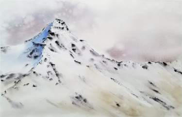 Peinture intitulée "Snowy peak" par Svetlana Yumatova, Œuvre d'art originale, Aquarelle