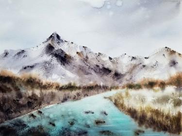Painting titled "Mountain landscape" by Svetlana Yumatova, Original Artwork, Watercolor