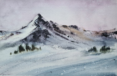 Peinture intitulée "Mountain landscape…" par Svetlana Yumatova, Œuvre d'art originale, Aquarelle