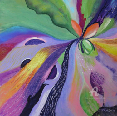 Peinture intitulée "Fleur d'Ozan" par Claudette Allosio, Œuvre d'art originale, Pastel