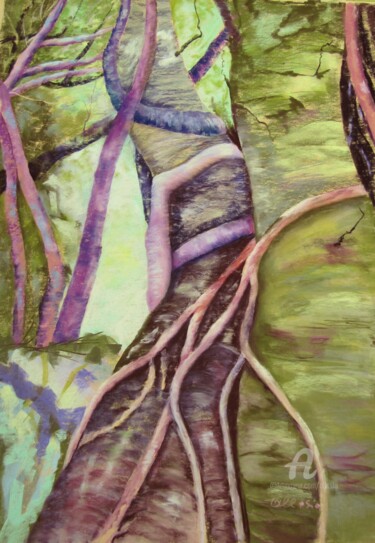 Peinture intitulée "Mon arbre connecté…" par Claudette Allosio, Œuvre d'art originale, Pastel