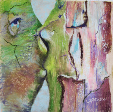 Painting titled "baiser végétal maur…" by Claudette Allosio, Original Artwork, Pastel