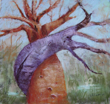 Peinture intitulée "tango baobab" par Claudette Allosio, Œuvre d'art originale, Pastel