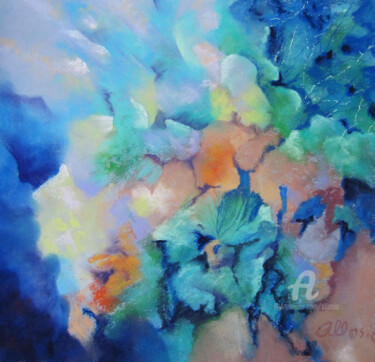 Pintura titulada "symphonie-bleue-30x…" por Claudette Allosio, Obra de arte original, Pastel