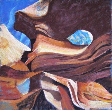 Painting titled "Strates minerales_o…" by Claudette Allosio, Original Artwork, Pastel