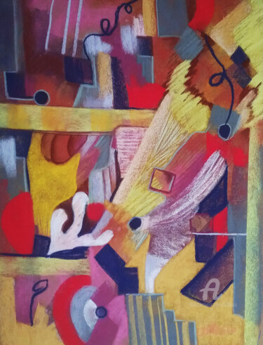 Pittura intitolato "urbain3-.jpg" da Claudette Allosio, Opera d'arte originale, Pastello
