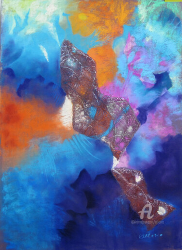 Peinture intitulée "dans-les-profondeur…" par Claudette Allosio, Œuvre d'art originale, Pastel