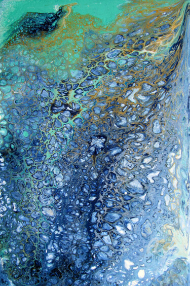Painting titled "reflets aquatiques.…" by Claudette Allosio, Original Artwork, Acrylic