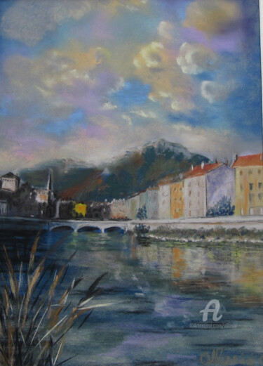 Peinture intitulée "rive-droite-quai-gr…" par Claudette Allosio, Œuvre d'art originale, Pastel