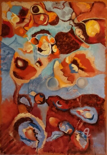 Peinture intitulée "jeux-de-formes-et-c…" par Claudette Allosio, Œuvre d'art originale, Pastel