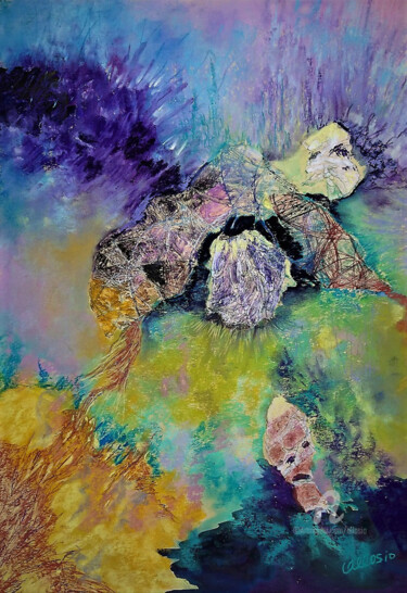 Peinture intitulée "Mystère en forêt" par Claudette Allosio, Œuvre d'art originale, Pastel