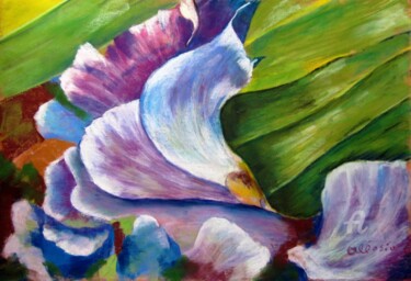 Peinture intitulée "Pétales d'iris en d…" par Claudette Allosio, Œuvre d'art originale, Pastel