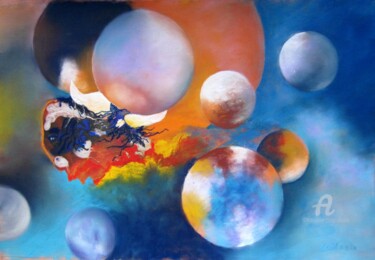 Malerei mit dem Titel "Destructeur planéta…" von Claudette Allosio, Original-Kunstwerk, Pastell