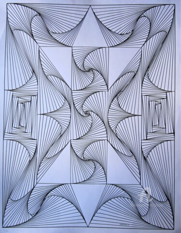 Painting titled "C50_les triangles" by Claudette Allosio, Original Artwork, Marker