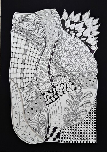 Drawing titled "C75 Patchwork2" by Claudette Allosio, Original Artwork, Marker