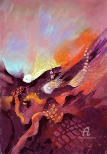 Malerei mit dem Titel "Balade aquatique 2" von Claudette Allosio, Original-Kunstwerk, Pastell