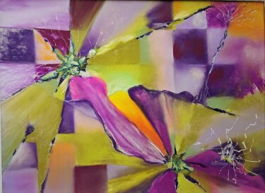 Painting titled "floral destructuré" by Claudette Allosio, Original Artwork, Pastel