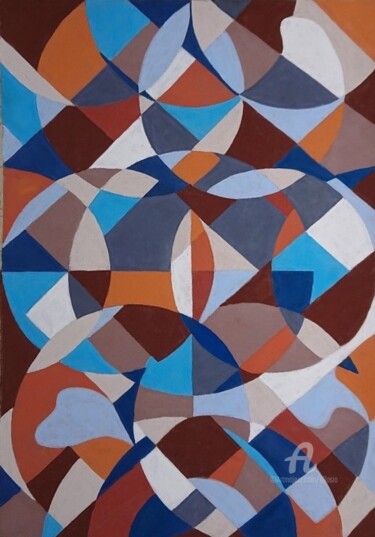 Malerei mit dem Titel "Jeu de cercles" von Claudette Allosio, Original-Kunstwerk, Pastell