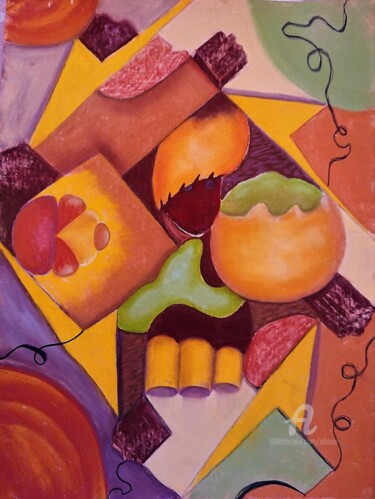 Pittura intitolato "Structure 8" da Claudette Allosio, Opera d'arte originale, Pastello