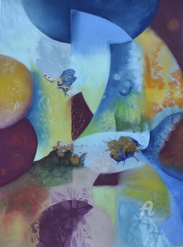 Peinture intitulée "En terre inconnue" par Claudette Allosio, Œuvre d'art originale, Pastel