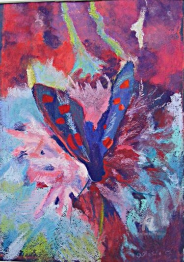 Peinture intitulée "papillon  et centau…" par Claudette Allosio, Œuvre d'art originale, Pastel