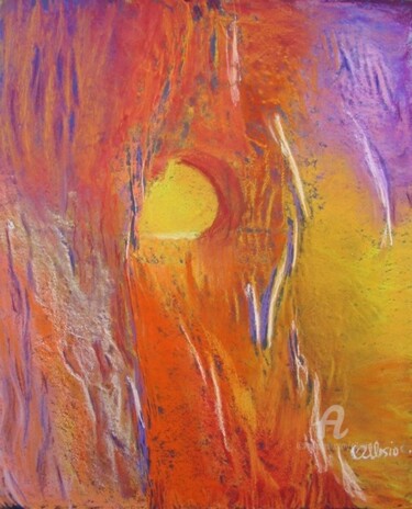 Peinture intitulée "improvisation zen1…" par Claudette Allosio, Œuvre d'art originale, Pastel