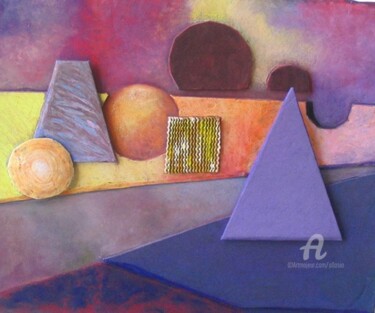Peinture intitulée "geometrie" par Claudette Allosio, Œuvre d'art originale, Pastel