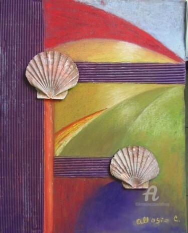 Painting titled "coquillages2 #artis…" by Claudette Allosio, Original Artwork, Pastel