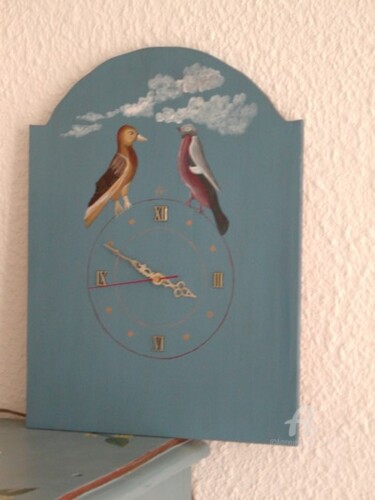Artisanat intitulée "pendule oiseaux" par Claudette Allosio, Œuvre d'art originale