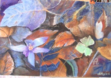 Peinture intitulée "tapis vegetal autom…" par Claudette Allosio, Œuvre d'art originale, Pastel