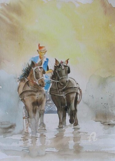 Painting titled "2CH developpement d…" by Claudette Allosio, Original Artwork, Watercolor