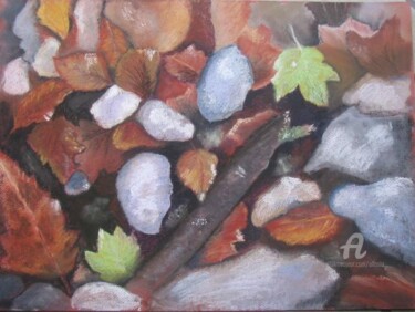 Painting titled "parterre  galets_fe…" by Claudette Allosio, Original Artwork, Oil