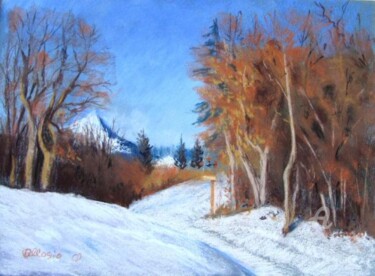 Painting titled "le Rachais en hiver" by Claudette Allosio, Original Artwork, Pastel